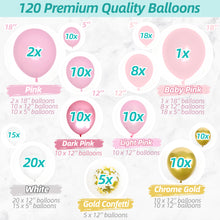 Load image into Gallery viewer, Pink Balloon Garland Kit | 120 Pack | Pink, Chrome Gold, White Balloons