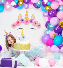 Load image into Gallery viewer, Unicorn Balloon Garland Kit | 120 Pack | Premium Unicorn Party Decoration | 14 Different Balloon Colors with 36" Unicorn Foil Balloon