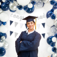Load image into Gallery viewer, Navy Blue & Silver Balloon Garland Kit | 120 Pack |  Navy Blue, Chrome Silver, White, Silver Confetti Balloons