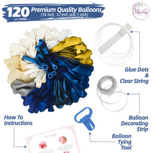 Load image into Gallery viewer, Navy Blue & Gold Balloon Garland Kit | 120 Pack |  Navy Blue, Chrome Gold, White, Gold Confetti Balloons