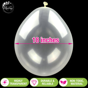Bloonsy Pro-Grade 18-Inch Clear Latex Balloons (Pack of 10) - Extra-Wide Neck,  Balloons For Balloon Stuffing Machine