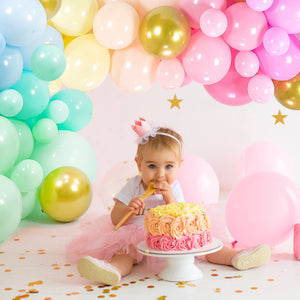 Pastel Balloon Garland Kit | 120 Pack | 8 Rainbow Colors, Chrome Gold Balloons